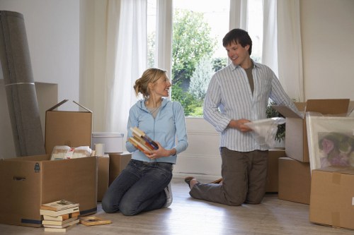 Packing boxes and household items for a Battersea relocation