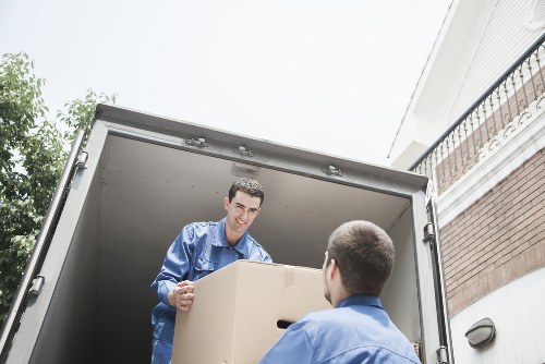 Moving boxes and household items in a Battersea apartment relocation