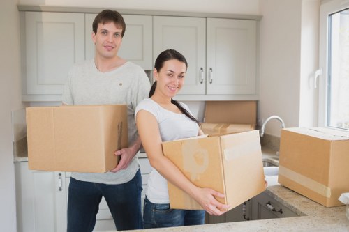 Furniture and boxes being moved during a Battersea removal
